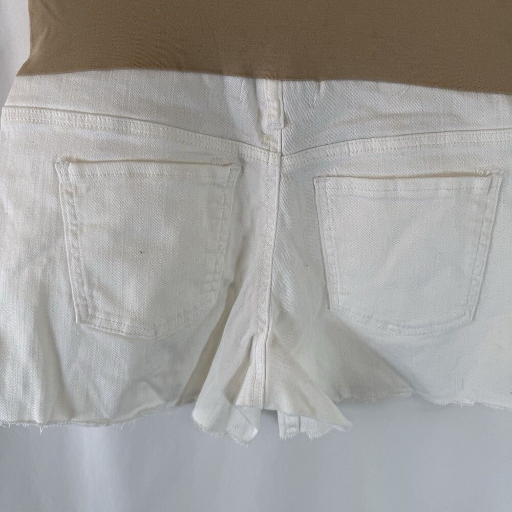 New Liz Lange Maternity Shorts Women's 6 White Pull On Cut Off 3.5" Inseam - Picture 6 of 10